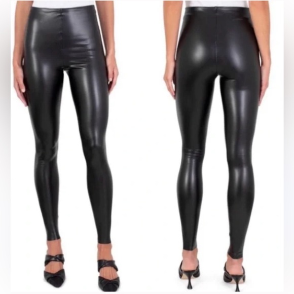 Joie Pants - Anthropologie Joie Black Vegan Faux Leather Pull On Leggings Slimming Large